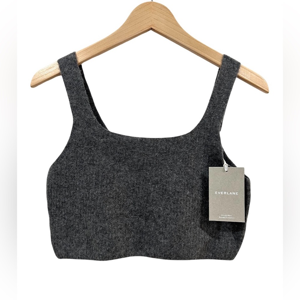 Everlane women’s Cozy Stretch Crop tank L grey wool blend NWT